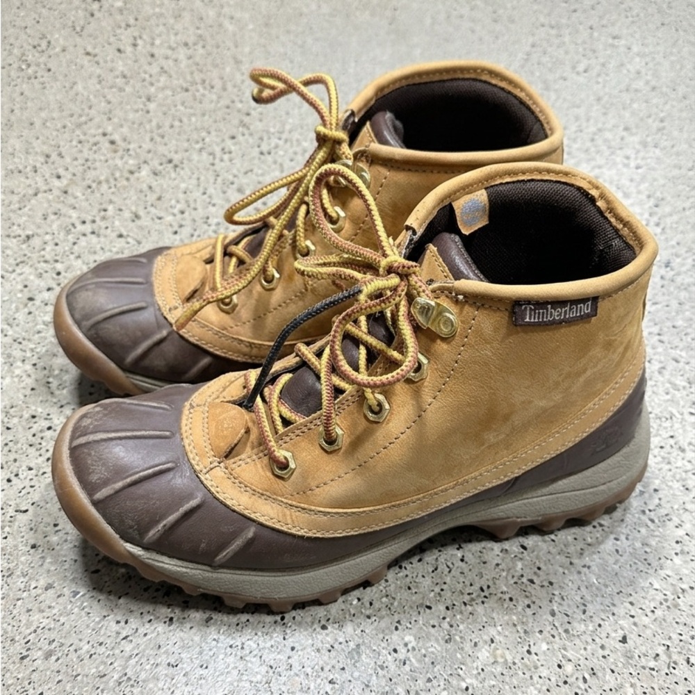 Timberland Tan & Brown Rugged Duck Boot Sneakers Waterproof Warm Women’s 8